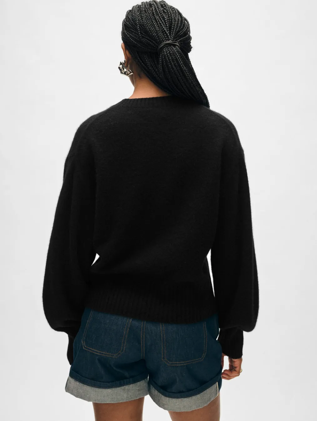 cashmere blouson sleeve crewneck