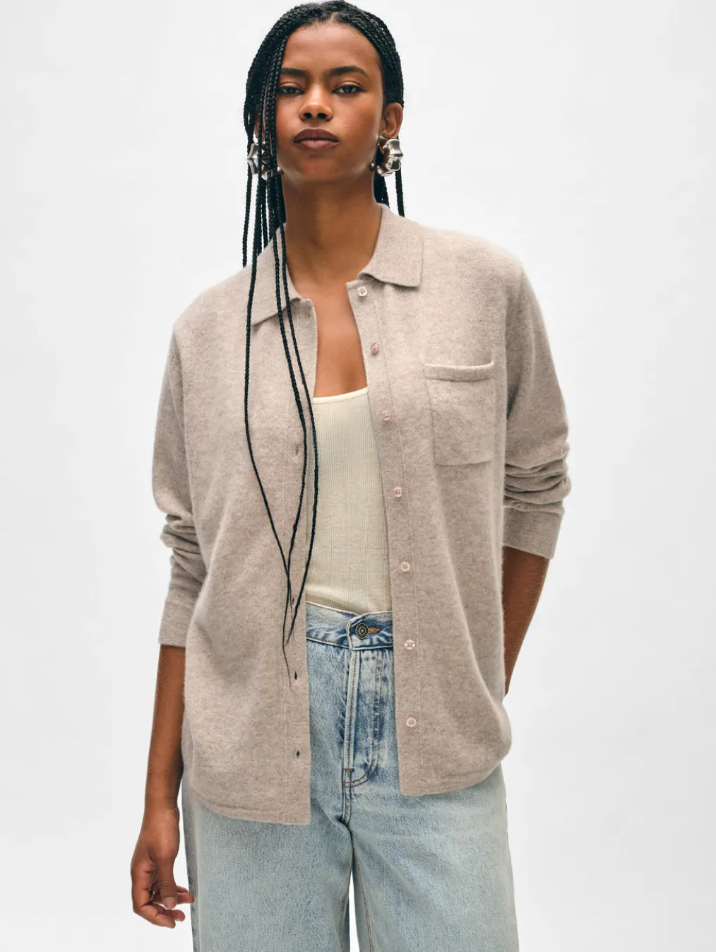 cashmere button down shirt