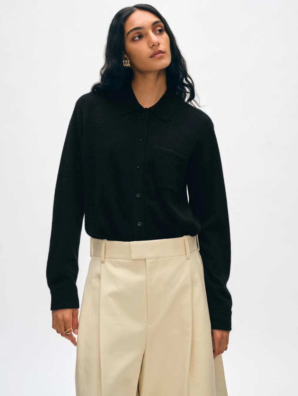 cashmere button down shirt