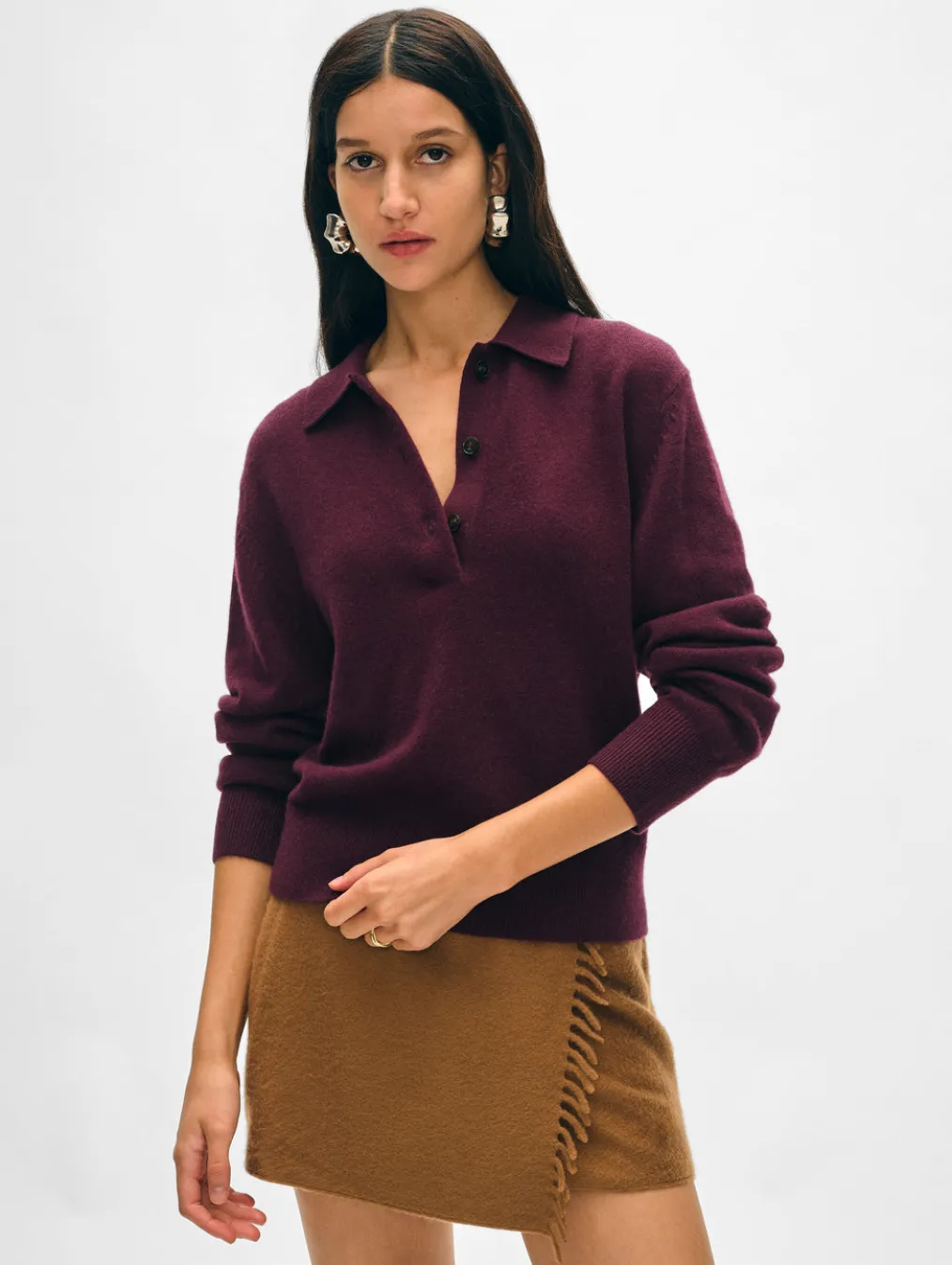 cashmere button polo