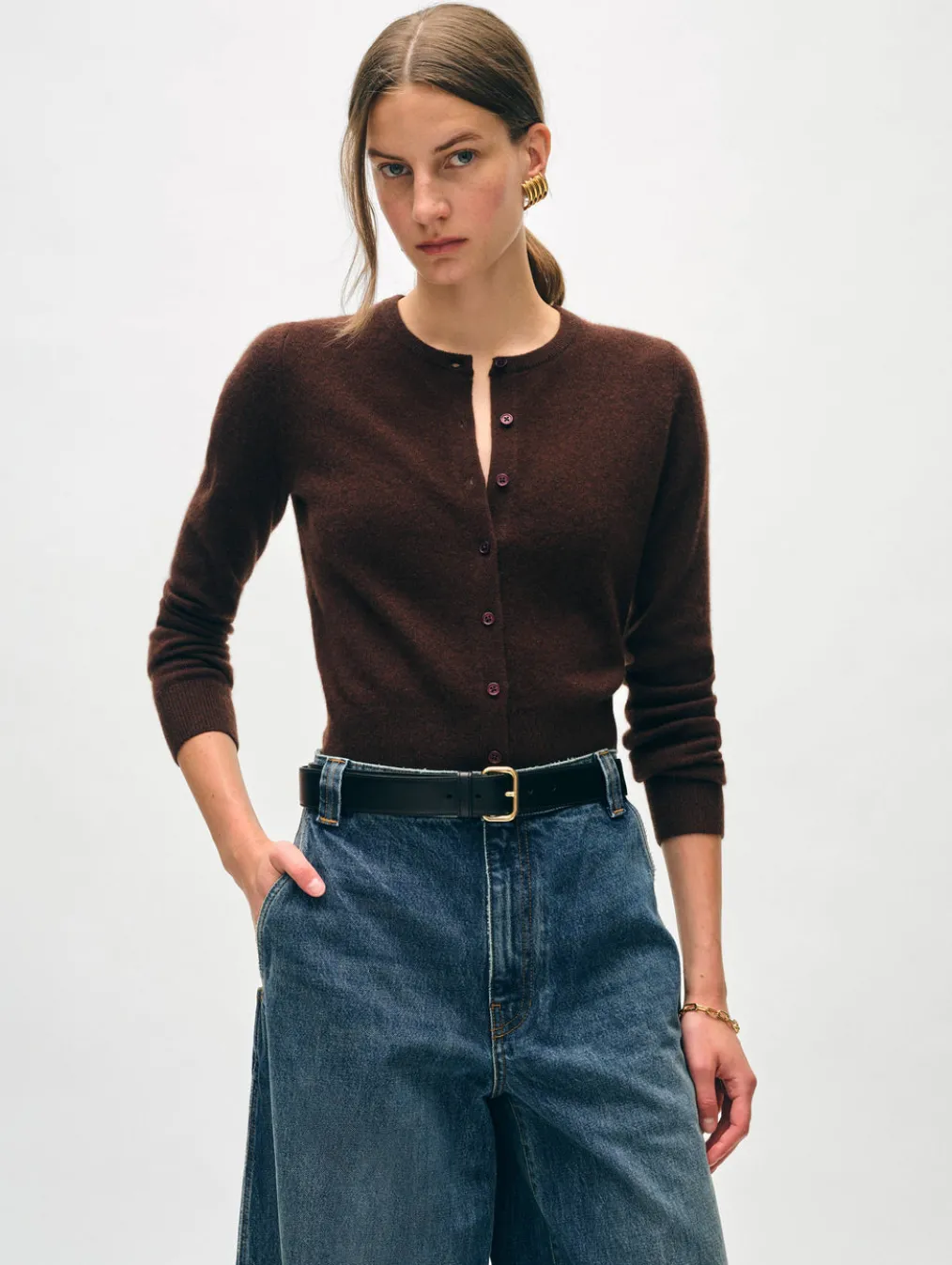 cashmere crewneck cardigan