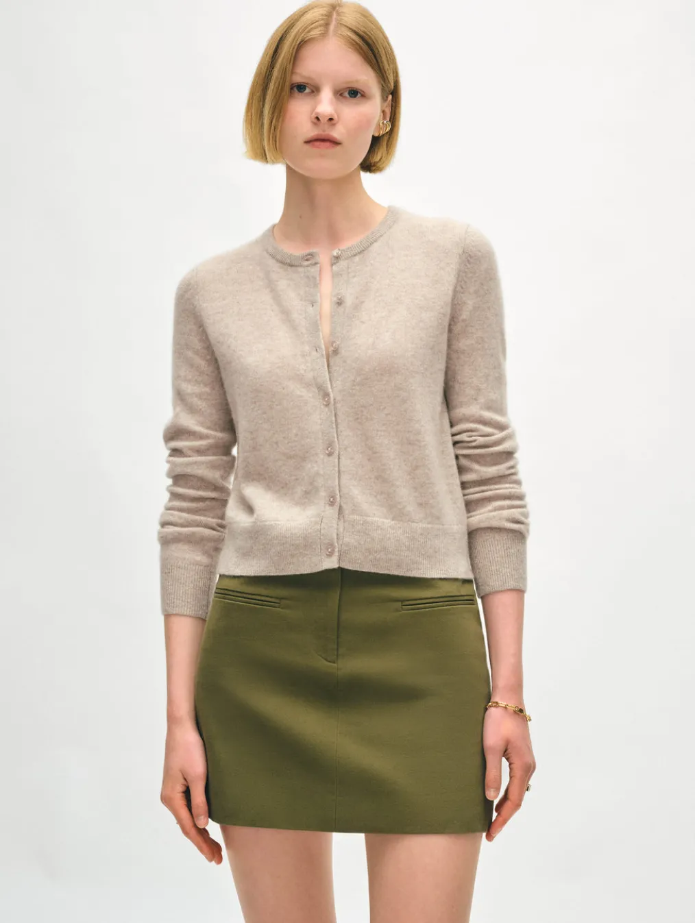cashmere crewneck cardigan