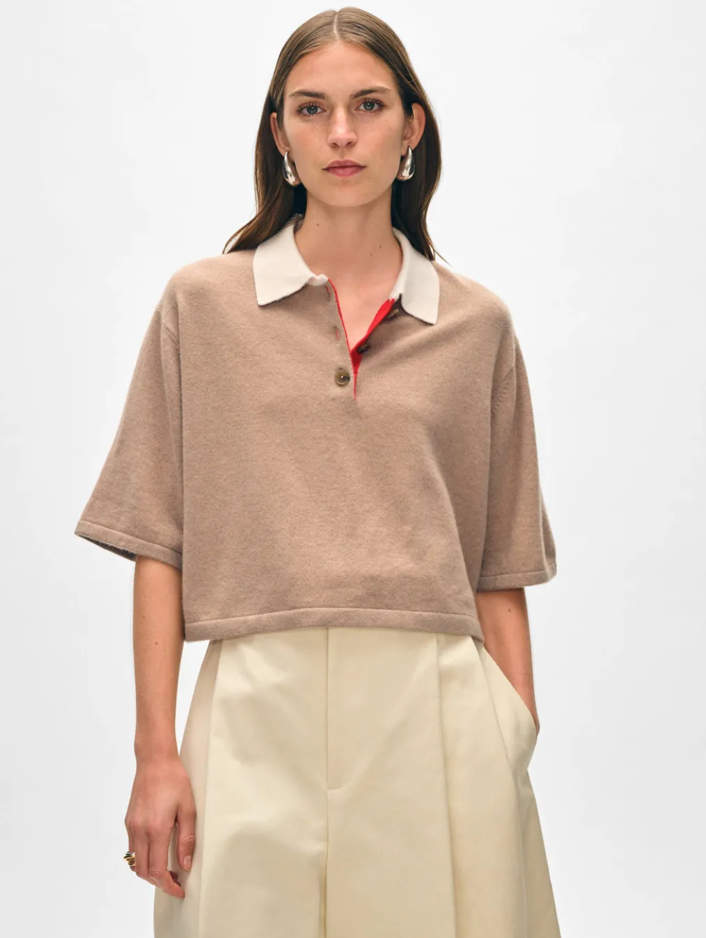 cashmere cropped polo
