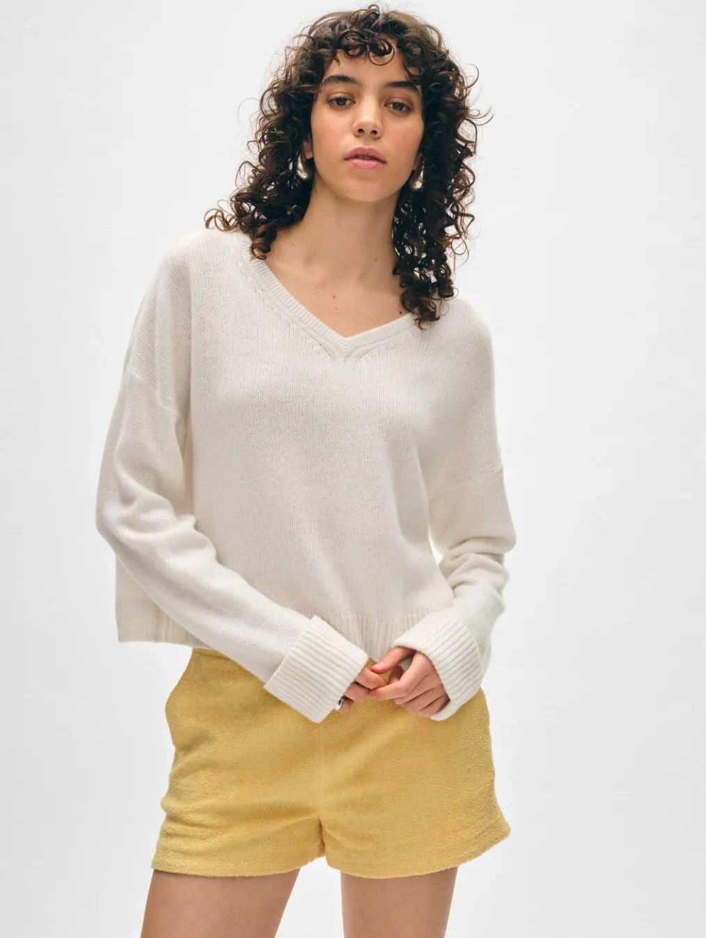cashmere cuffed v neck