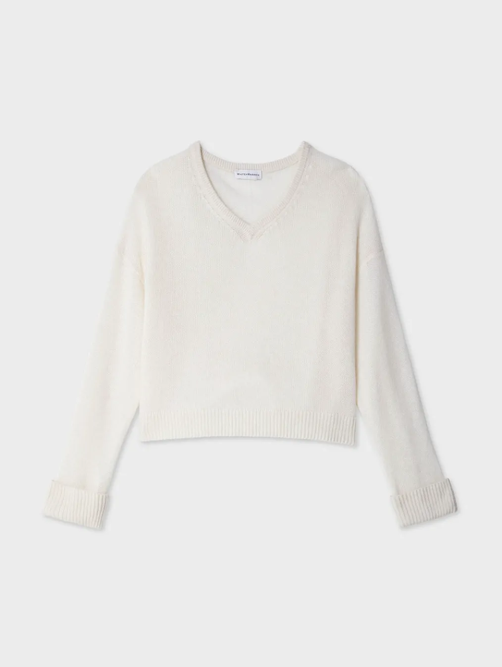 cashmere cuffed v neck