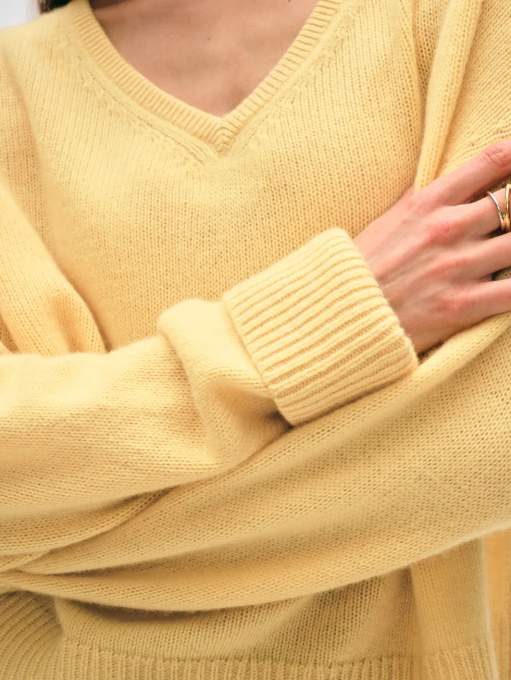 cashmere cuffed v neck