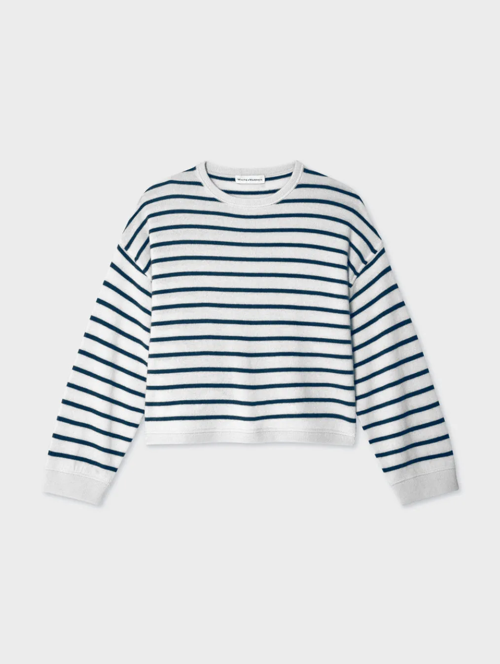 cashmere drop shoulder striped sweater