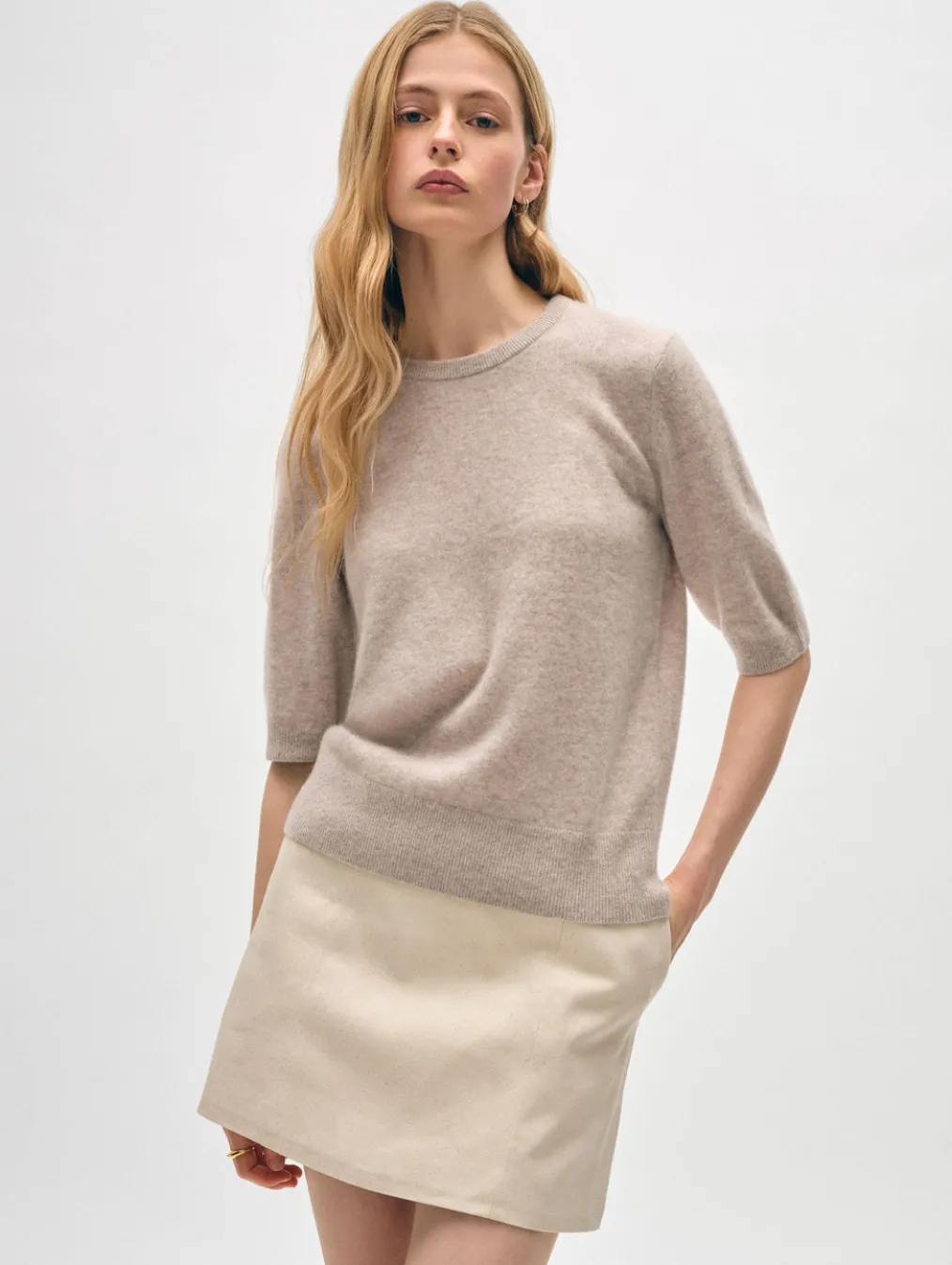cashmere elbow sleeve tee