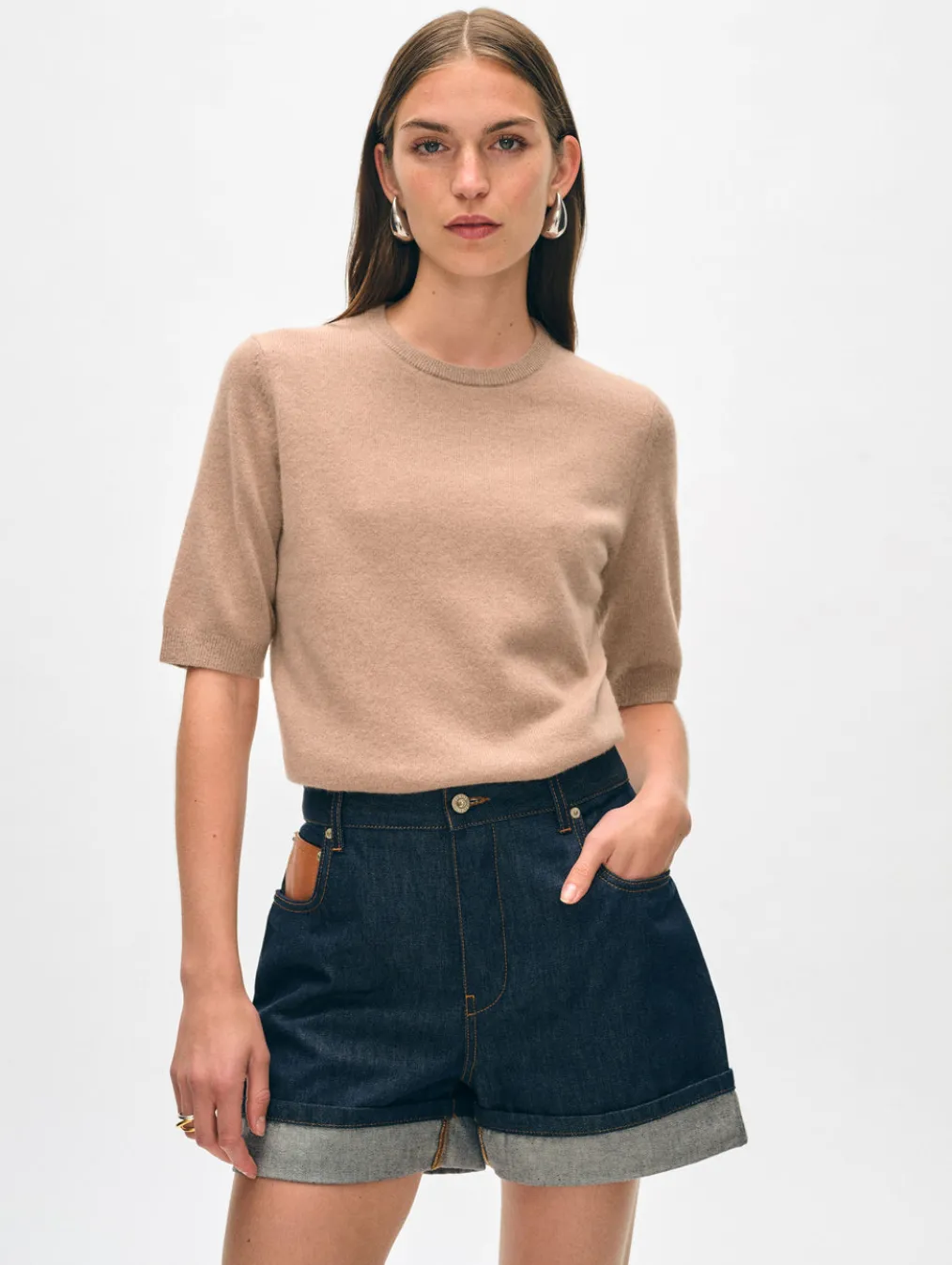 cashmere elbow sleeve tee