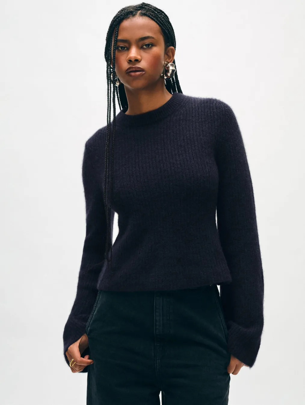 cashmere fluted sleeve top