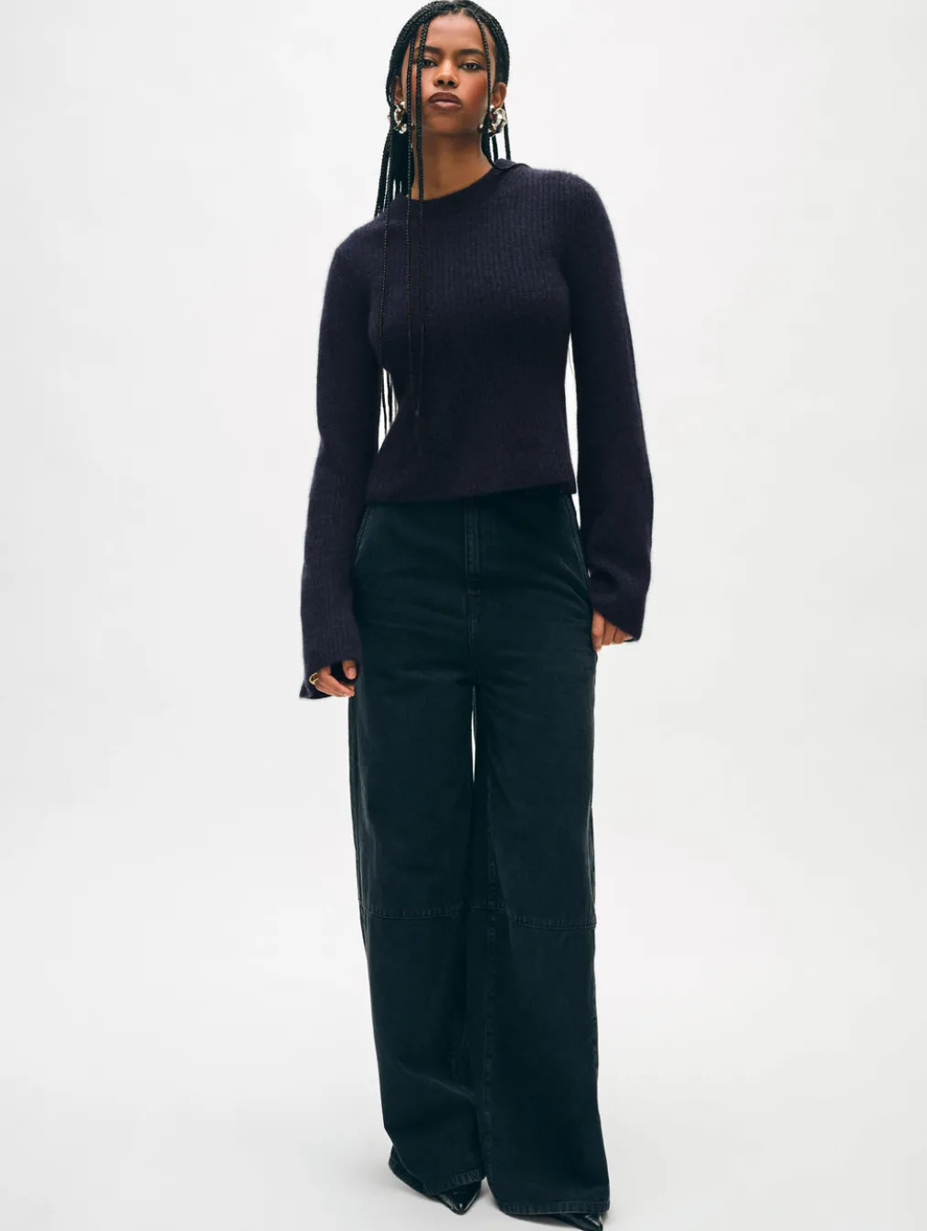 cashmere fluted sleeve top