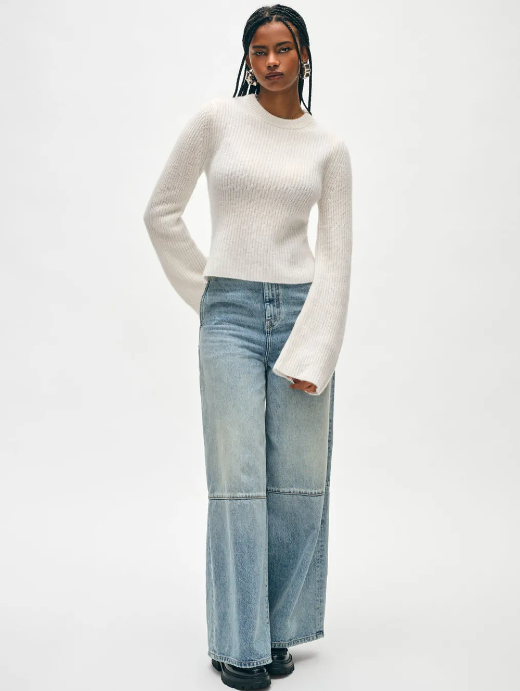 cashmere fluted sleeve top