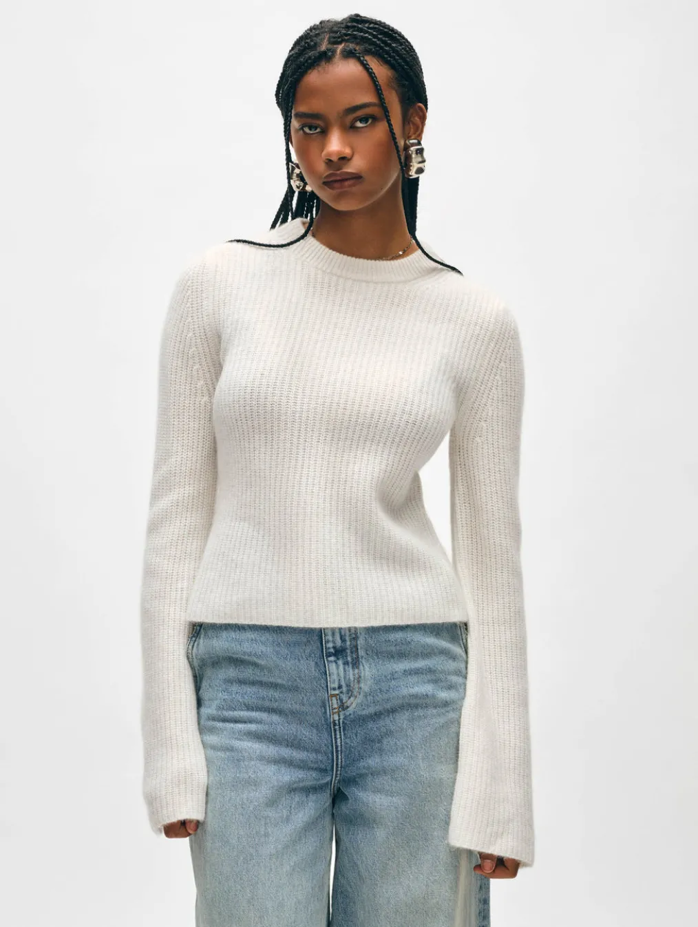 cashmere fluted sleeve top