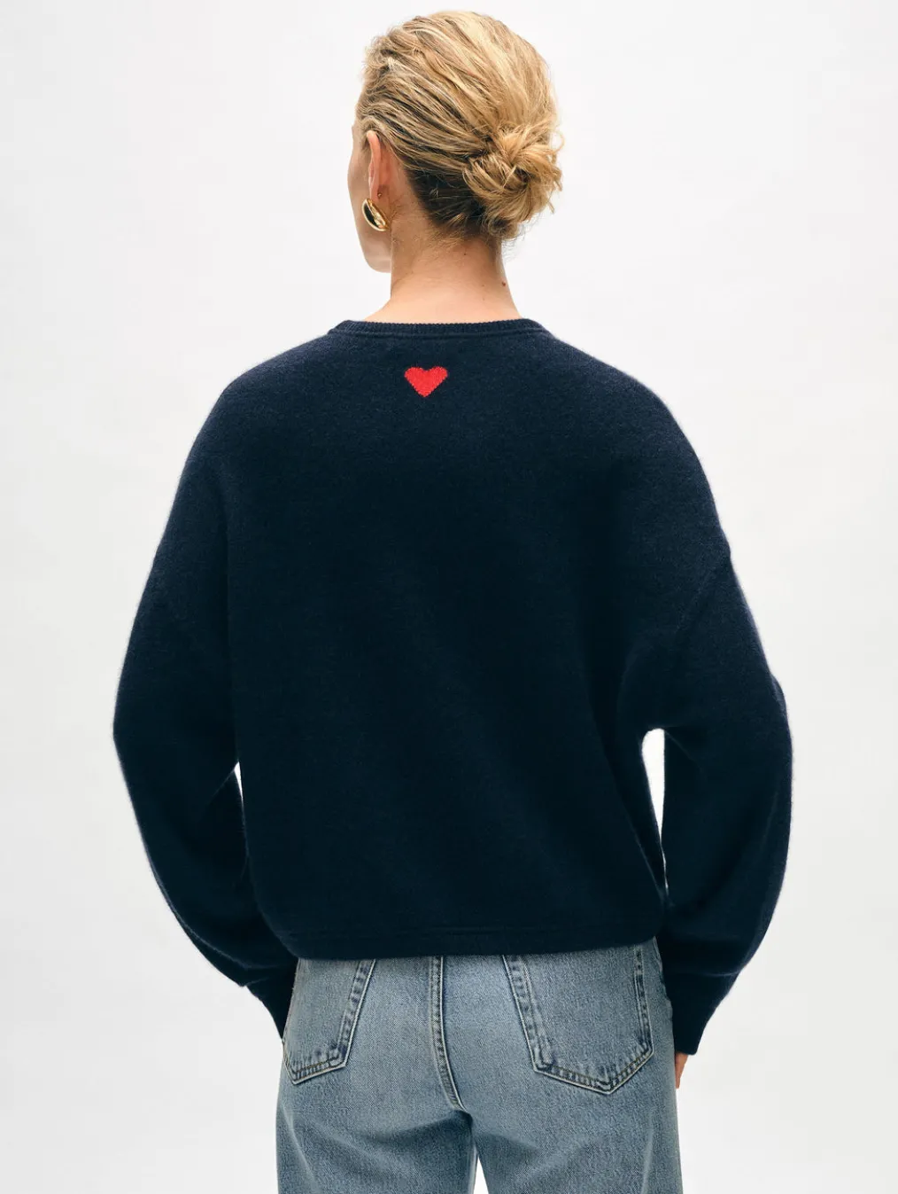 cashmere heart drop shoulder sweater