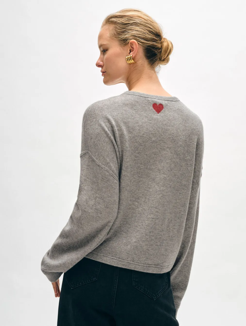 cashmere heart drop shoulder sweater