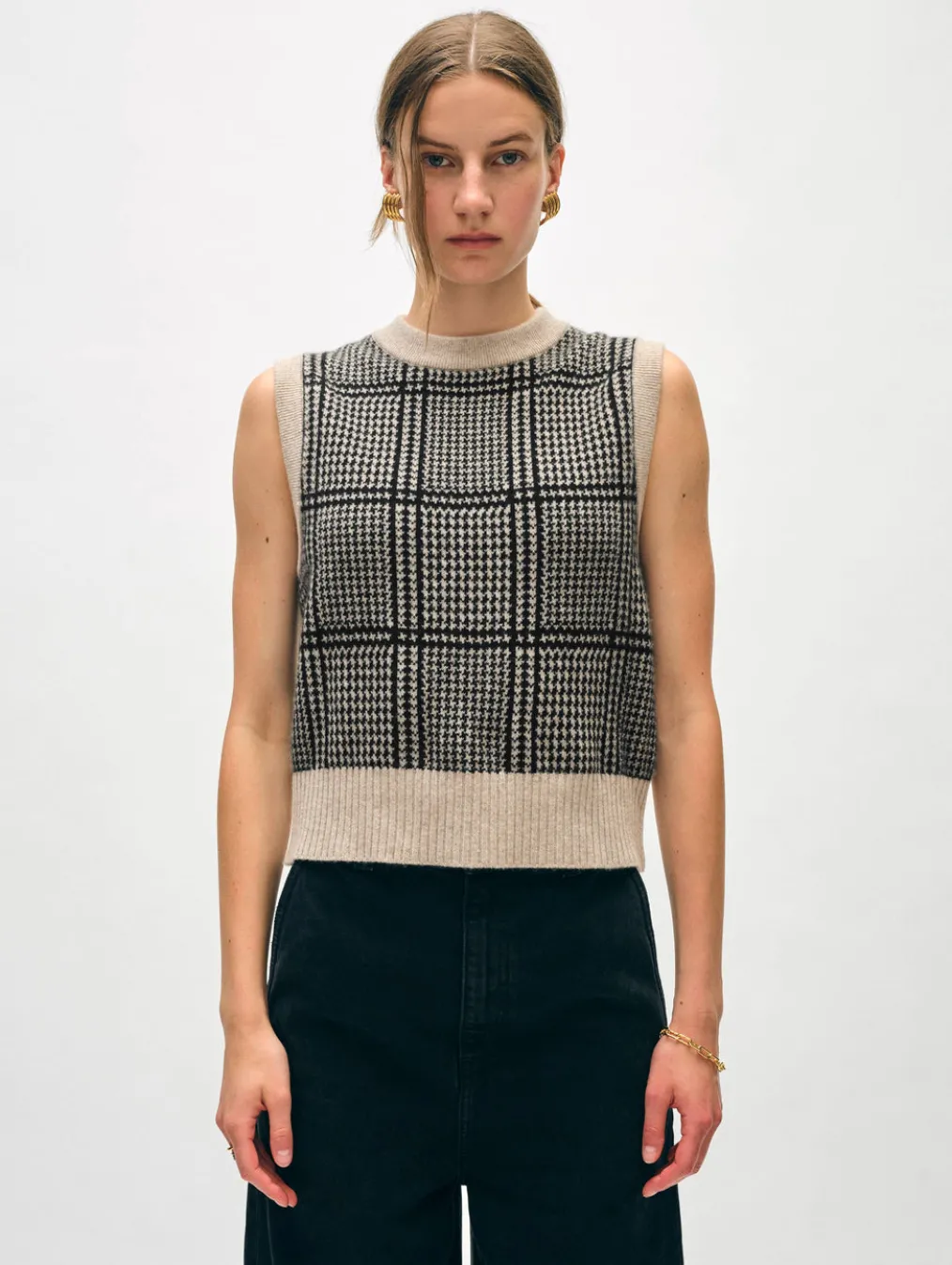 cashmere houndstooth shell