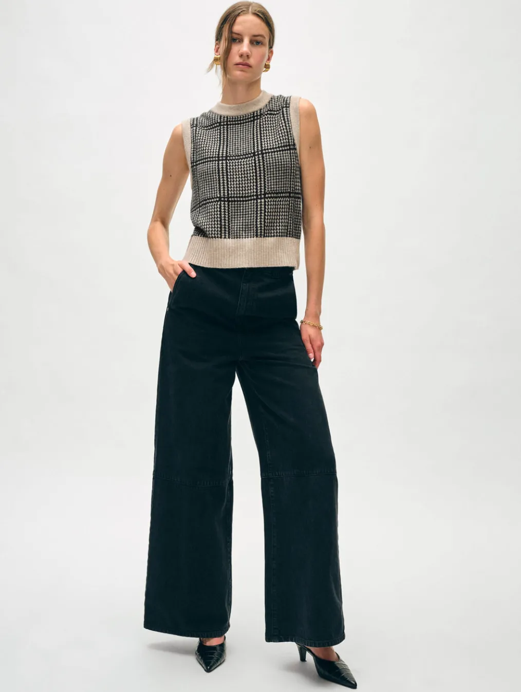 cashmere houndstooth shell