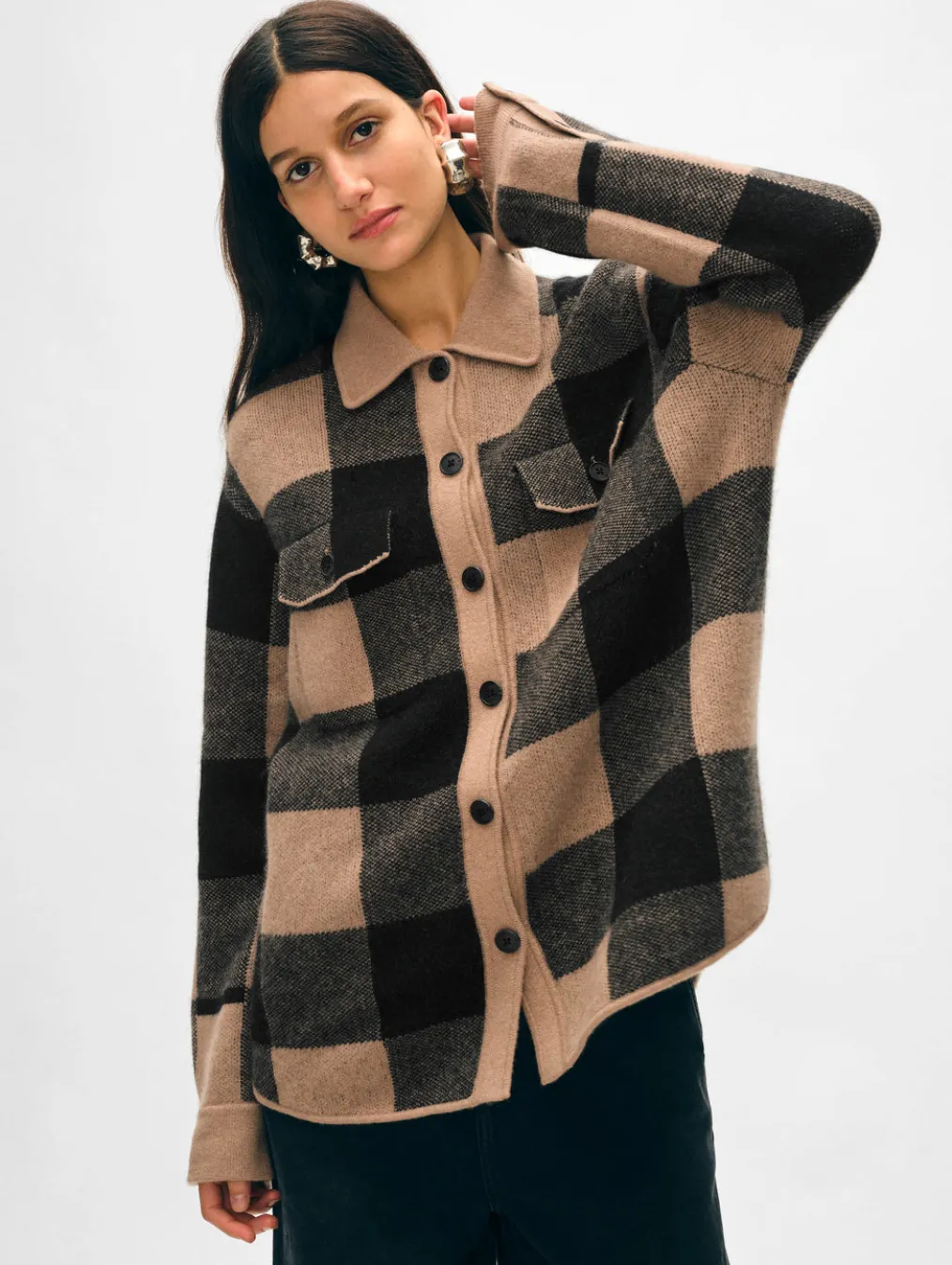 cashmere luxe button down shacket