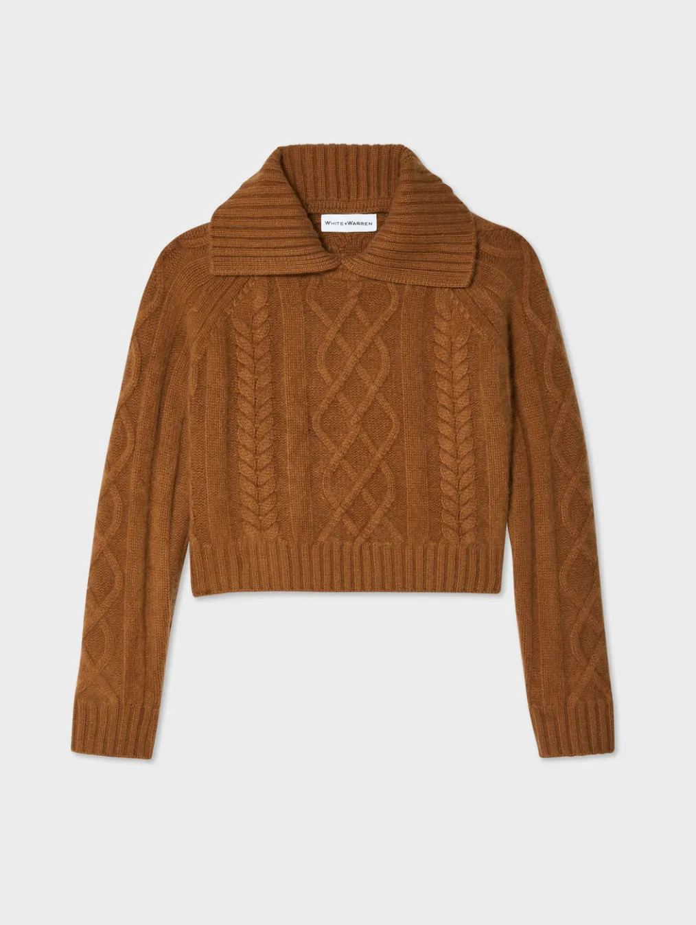 cashmere luxe cable collar crewneck