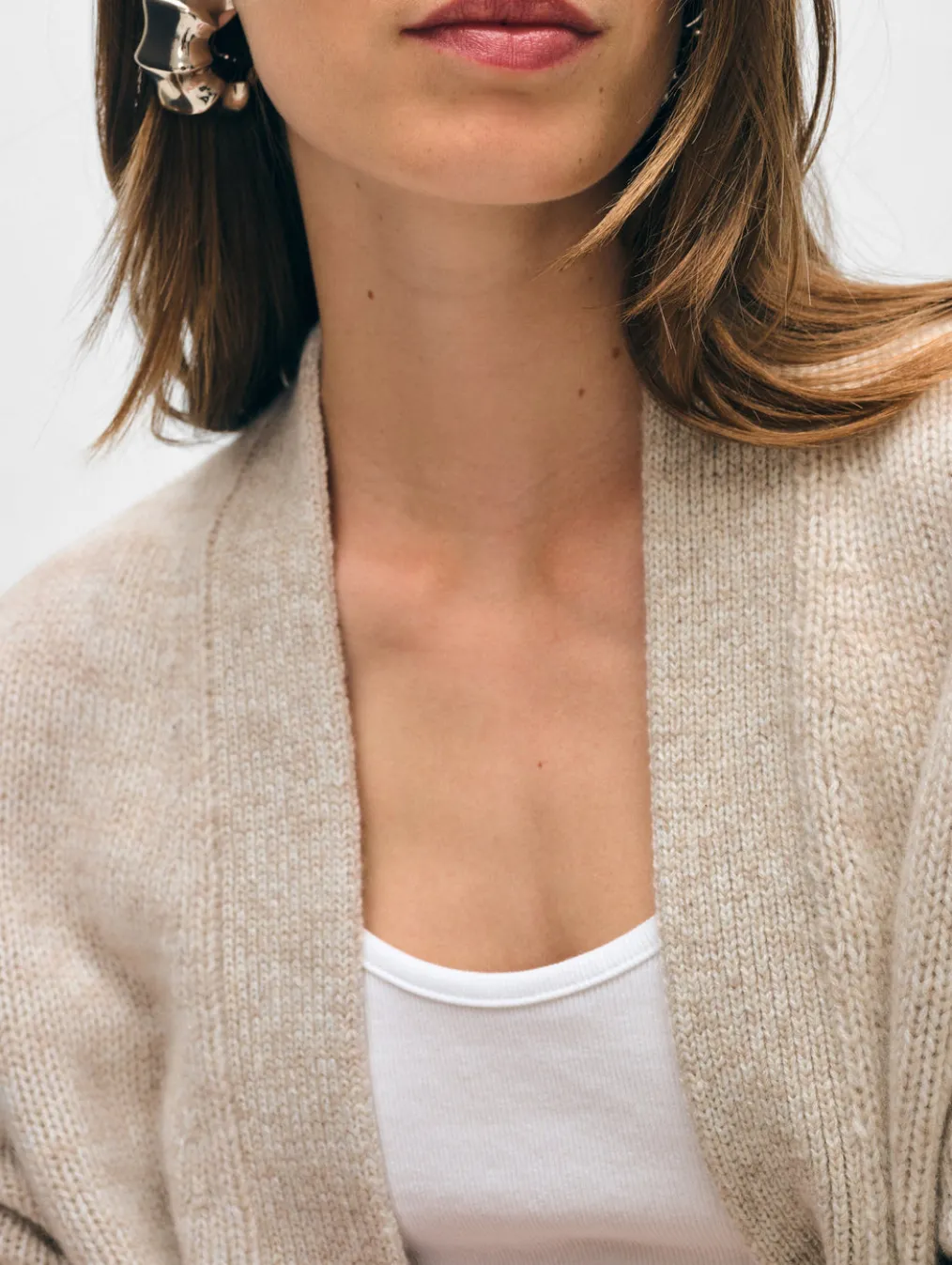 cashmere marled open cardigan