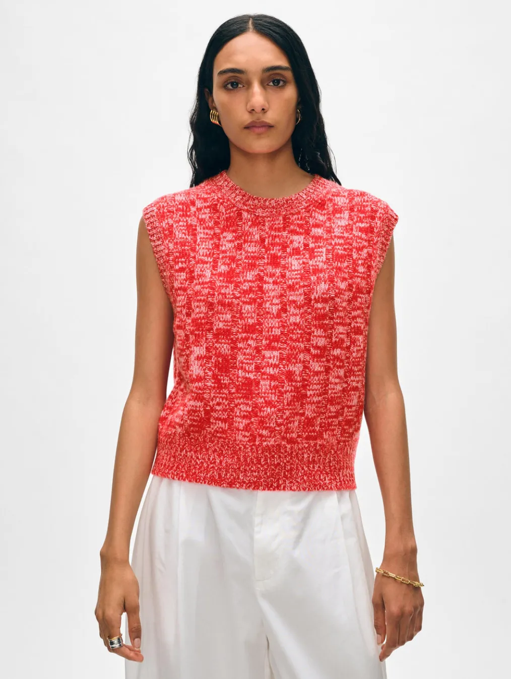 cashmere marled wide ribbed shell