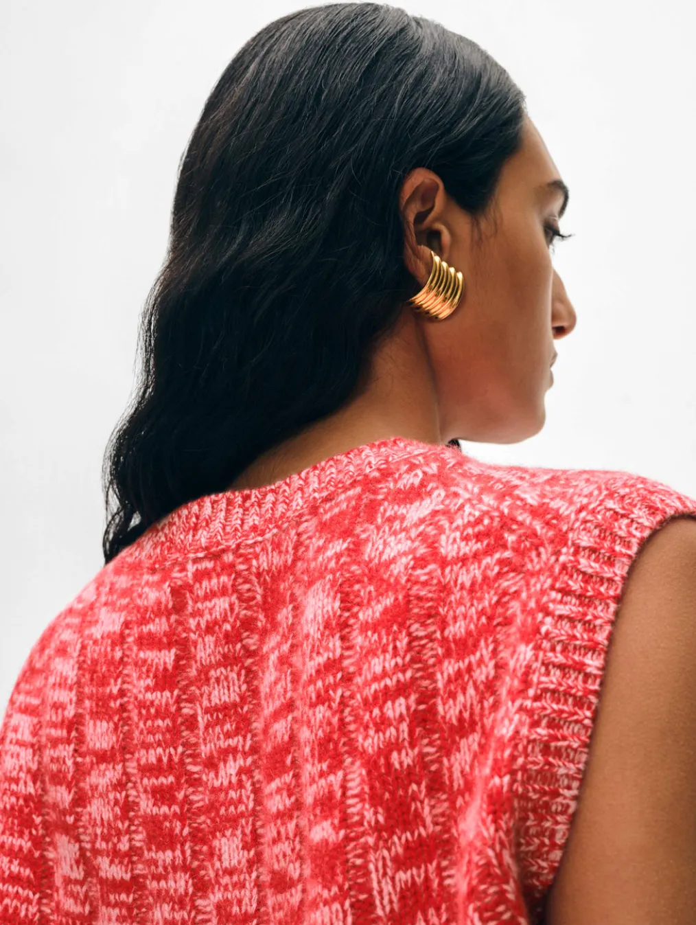 cashmere marled wide ribbed shell