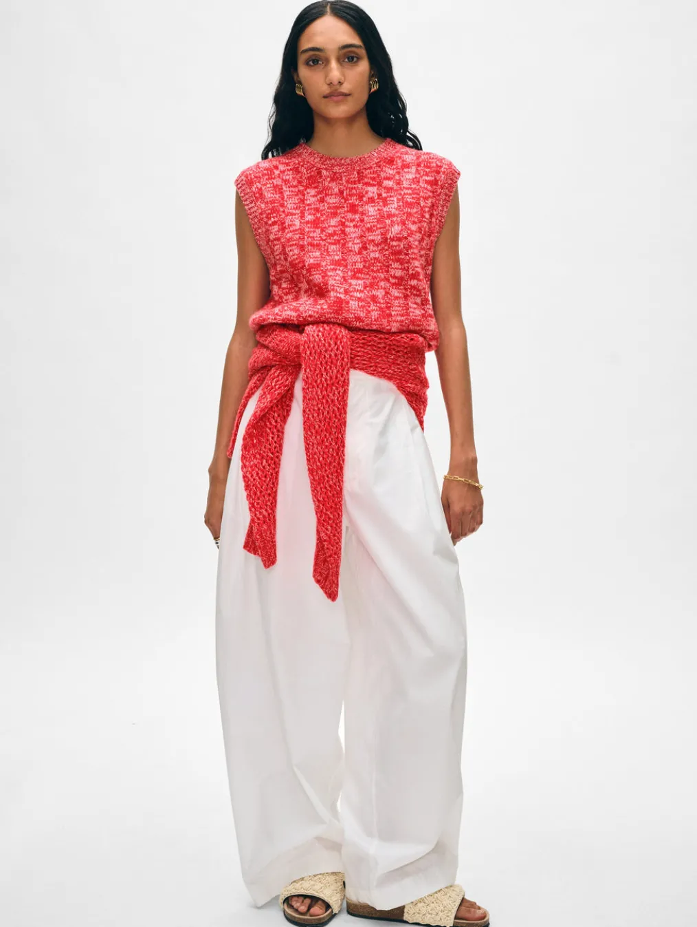 cashmere marled wide ribbed shell