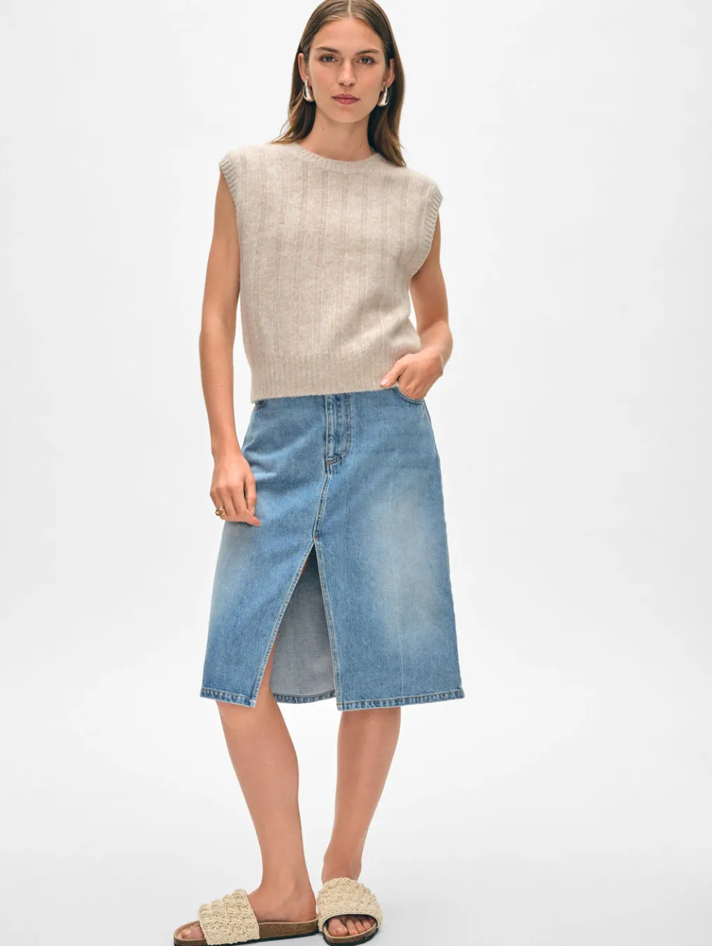 cashmere marled wide ribbed shell