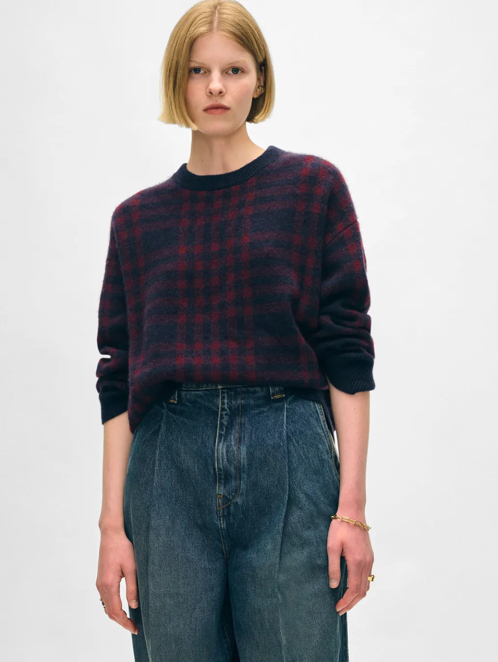 cashmere plaid crewneck