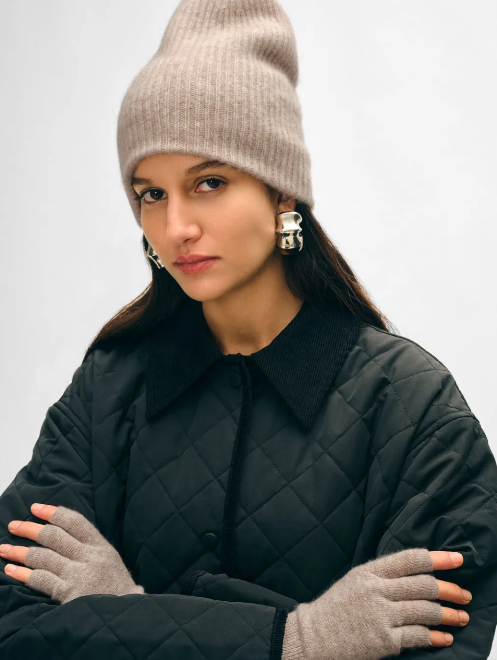 cashmere plush rib beanie
