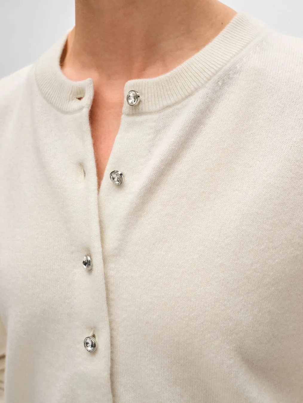 cashmere rhinestone button cardigan