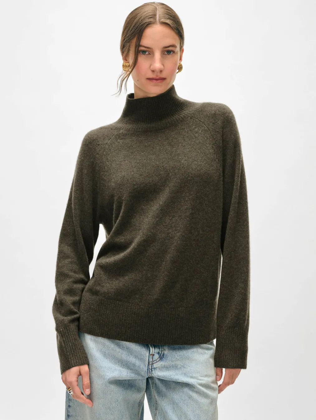 cashmere rib trim standneck