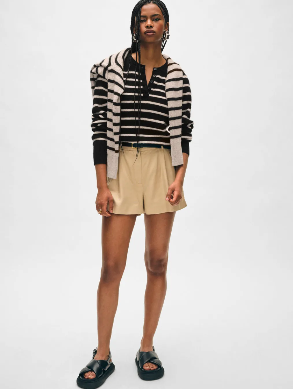 cashmere ribbed striped henley