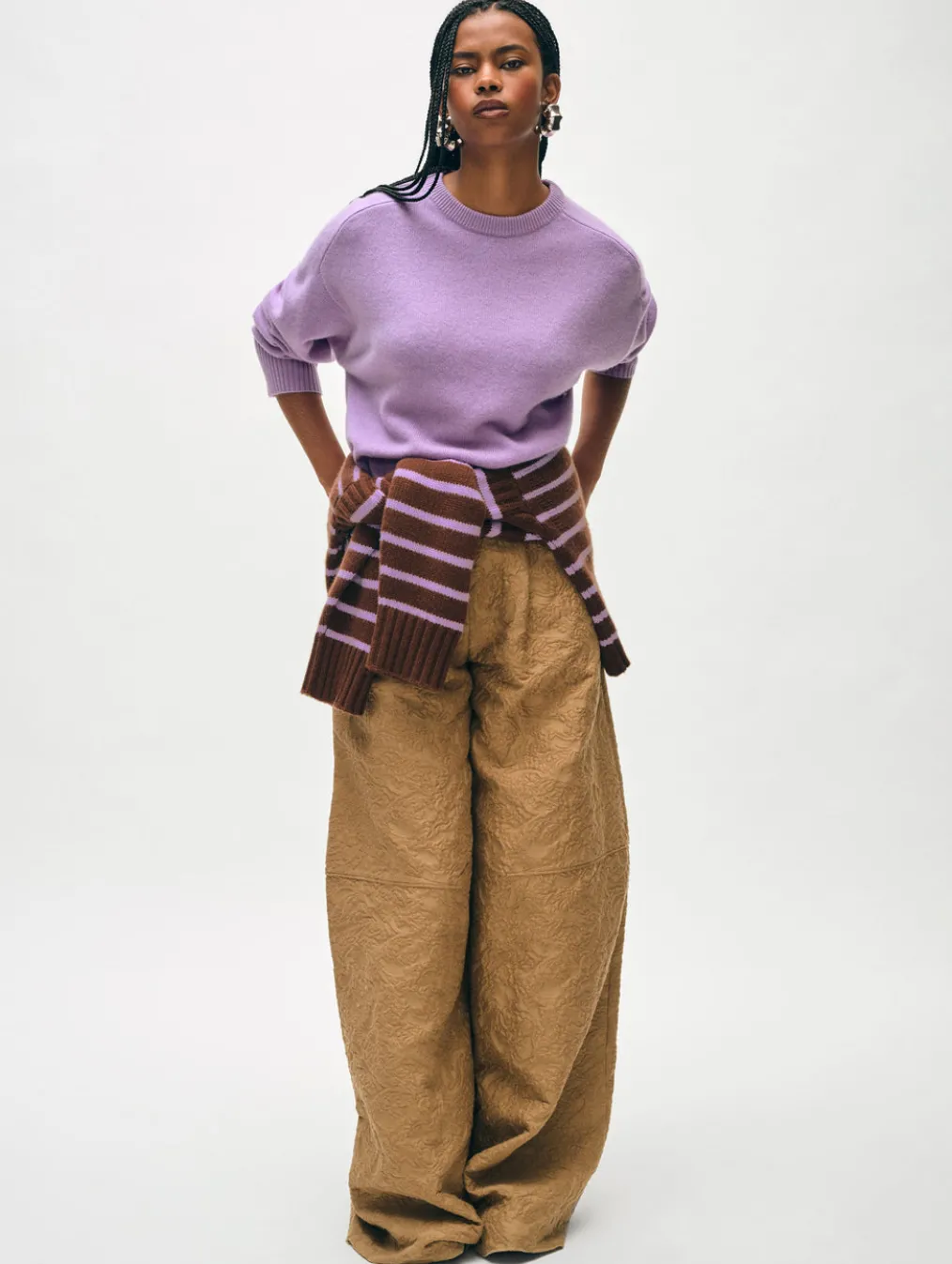 cashmere saddle sleeve crewneck