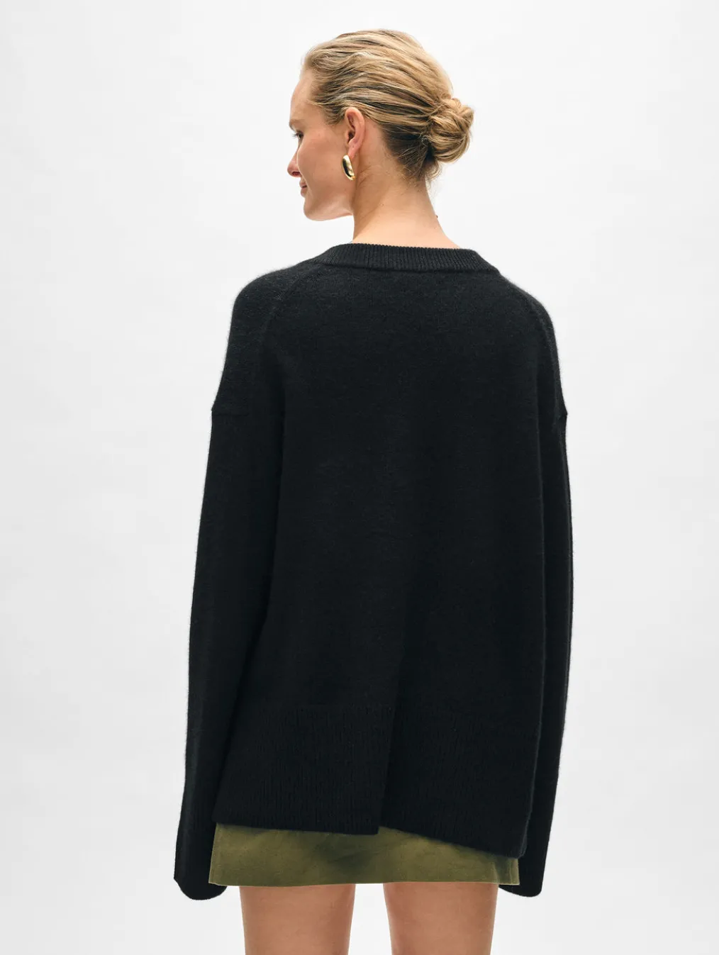 cashmere side slit v neck