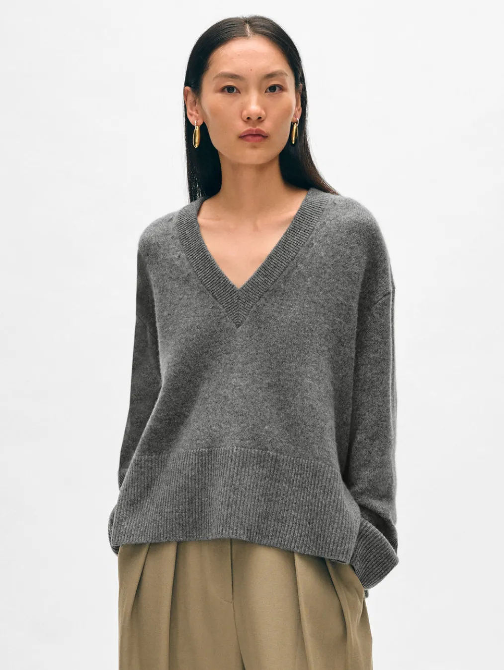 cashmere side slit v neck