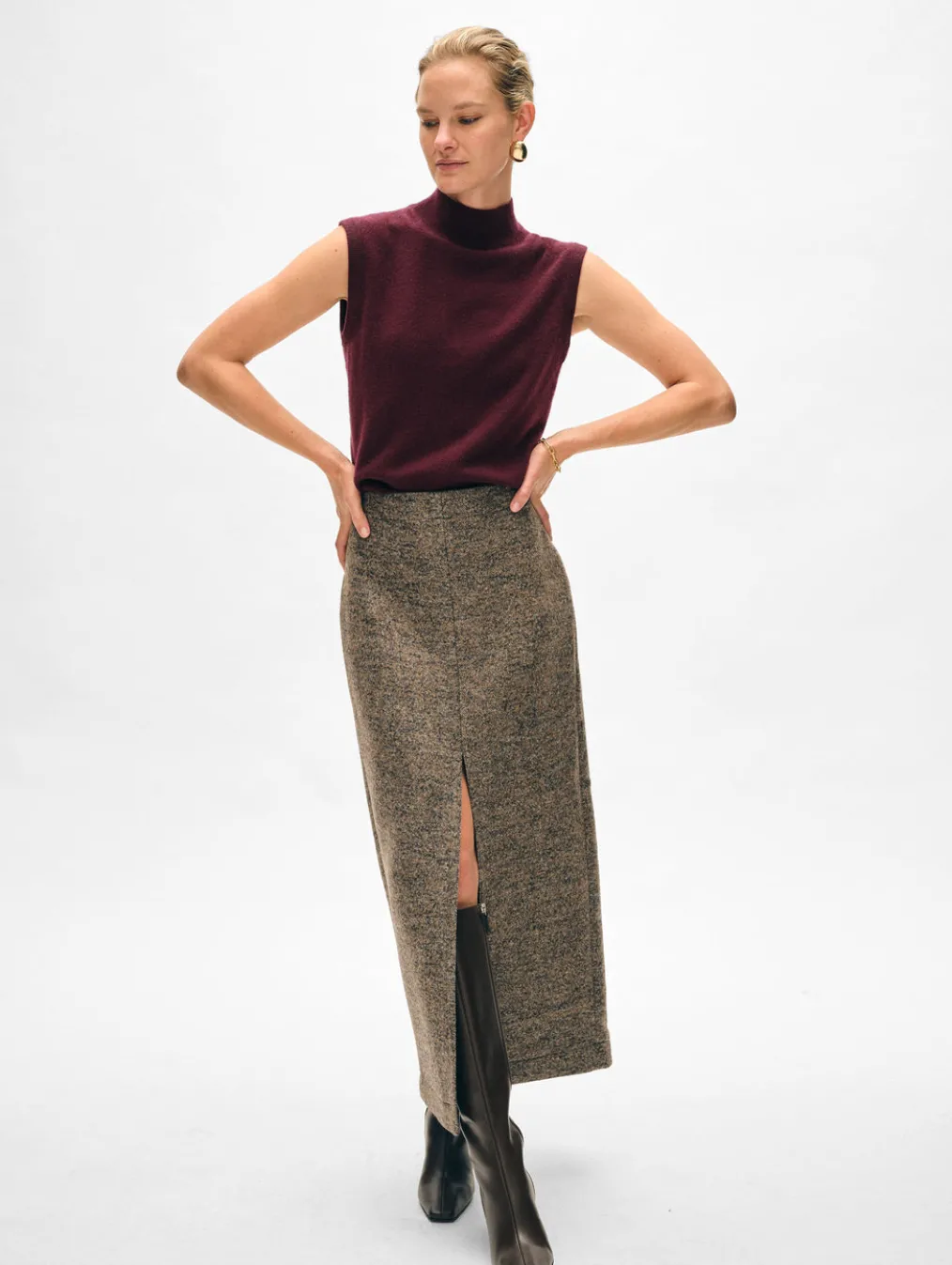 cashmere sleeveless mockneck