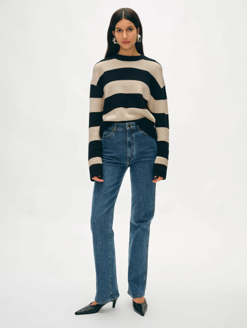 cashmere striped crewneck