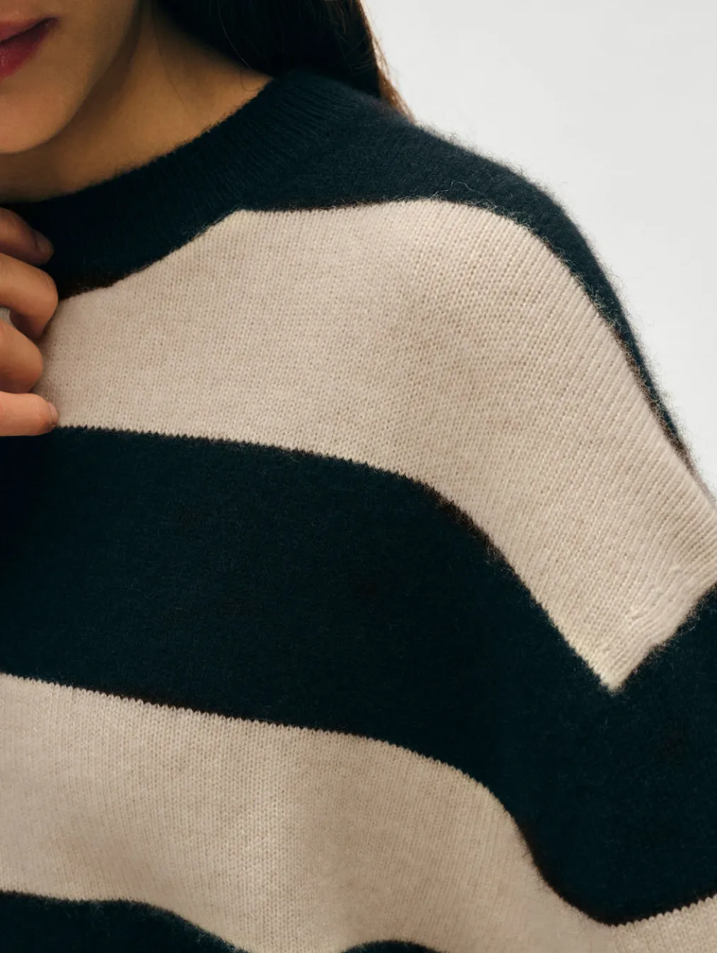 cashmere striped crewneck