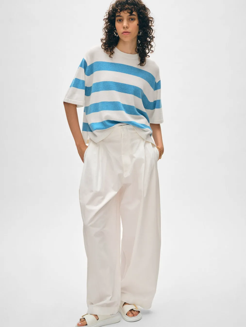 cashmere striped easy tee