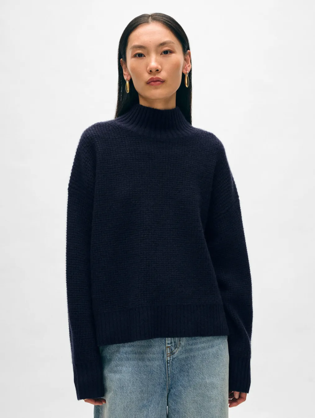 cashmere waffle standneck