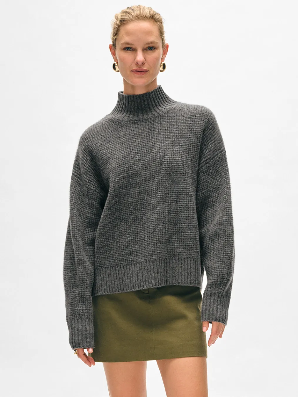 cashmere waffle standneck