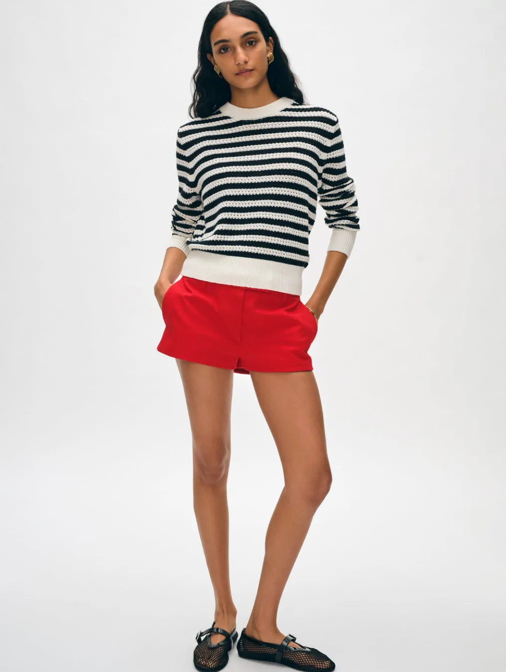 cotton blend mesh crewneck