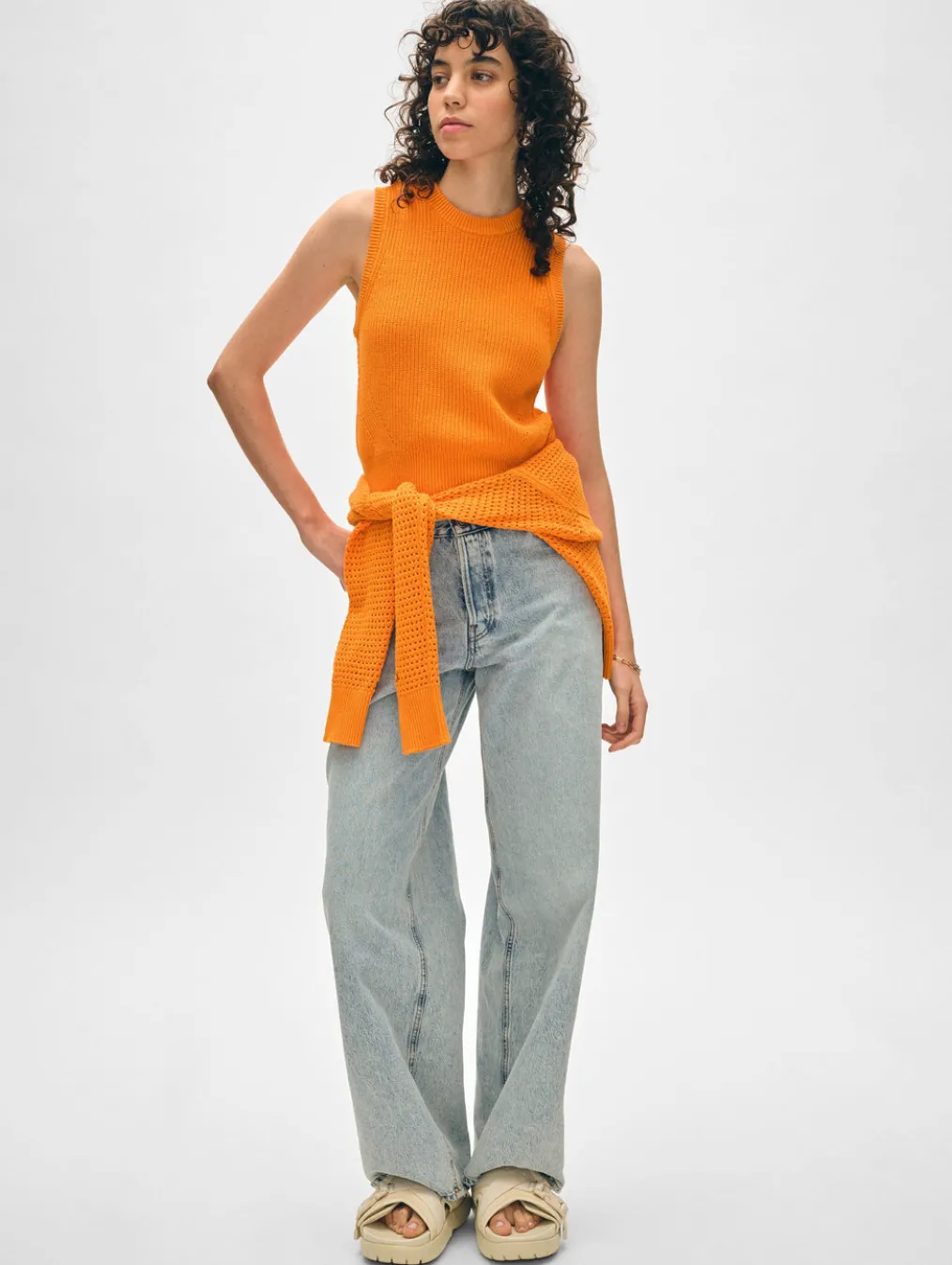 cotton blend ribbed shell