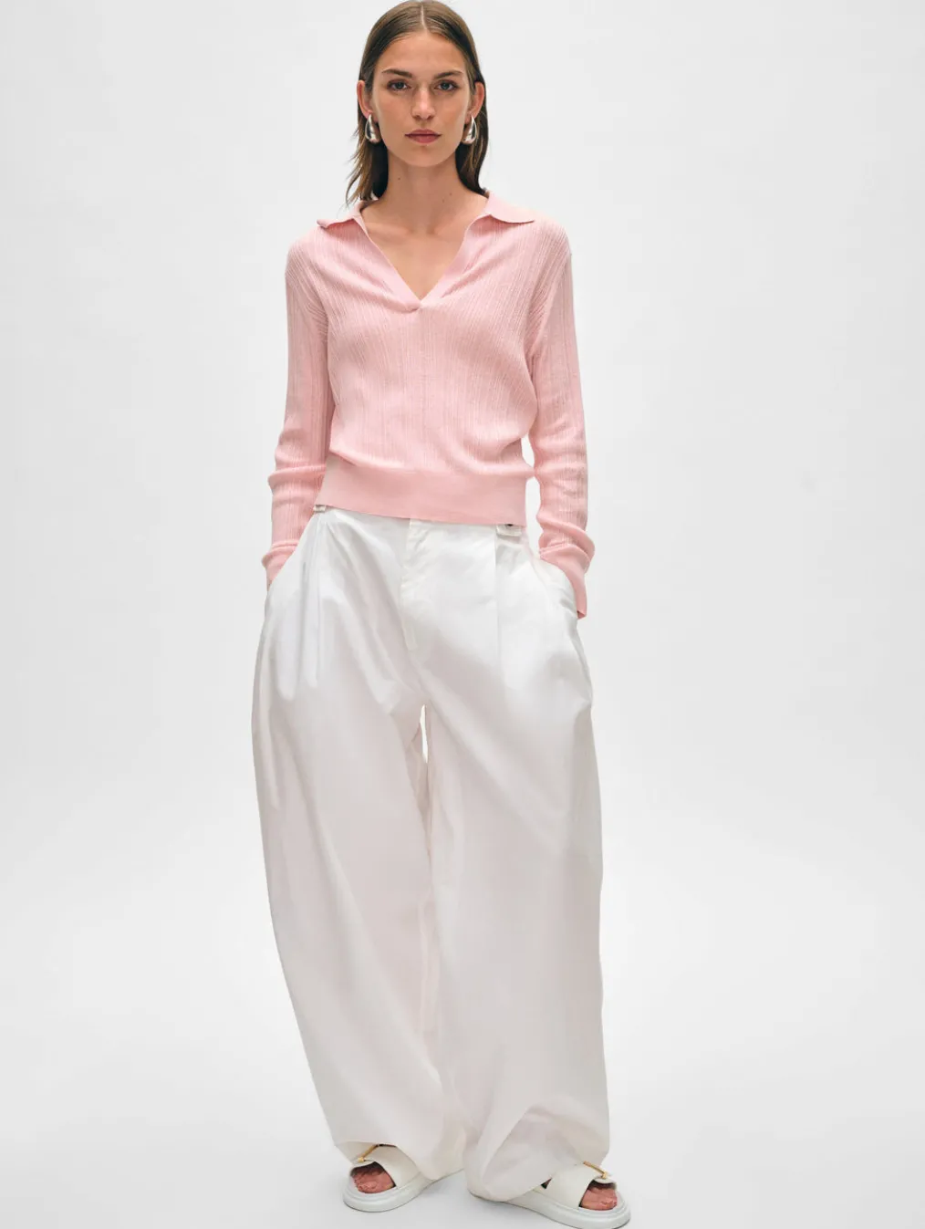 cotton linen ribbed polo