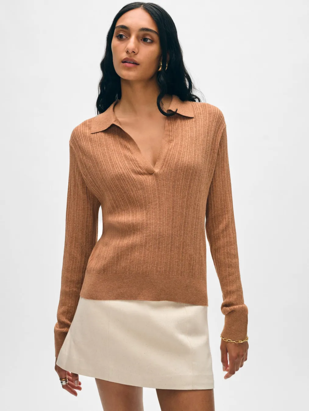 cotton linen ribbed polo