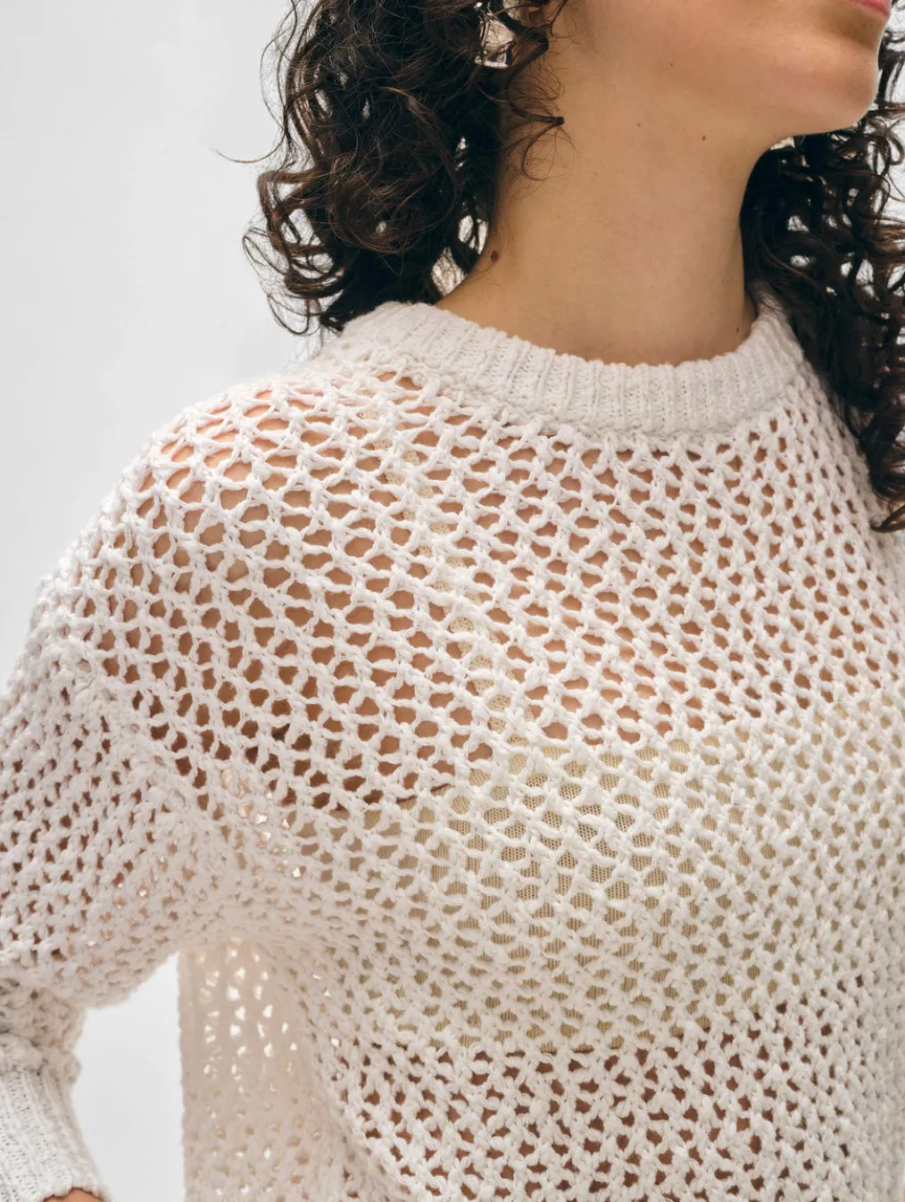 cotton slub mesh crewneck