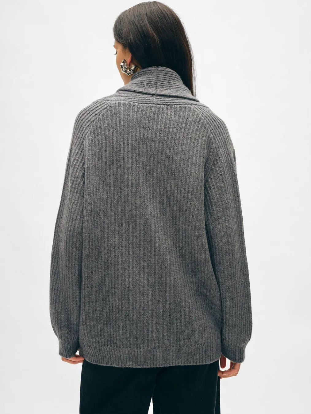 merino blend marled shawl collar coatigan