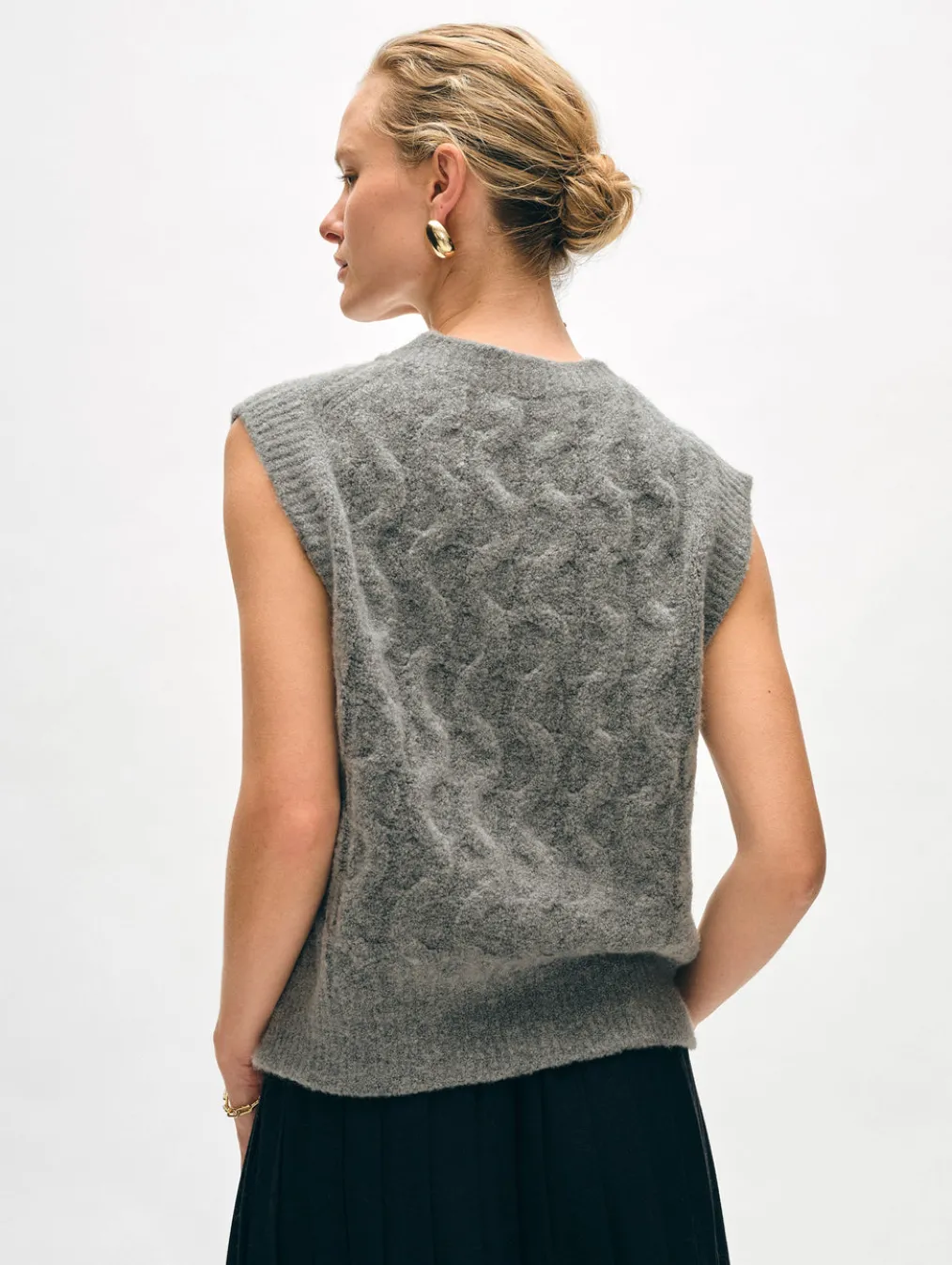 merino cashmere boucle cable vest