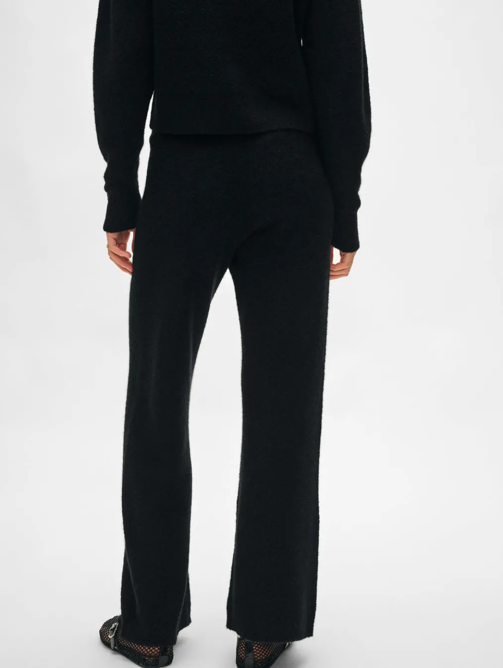 merino cashmere boucle wide leg pant